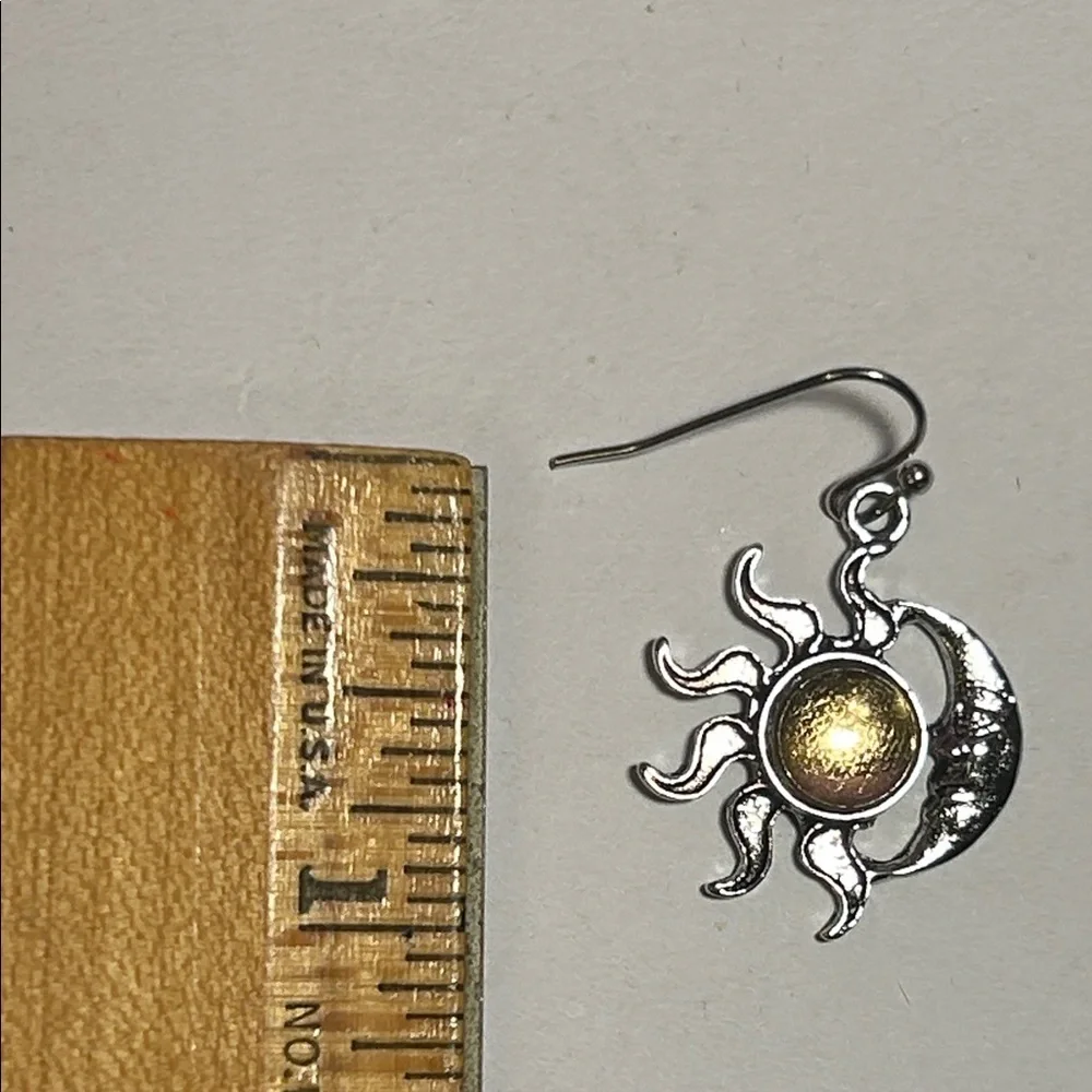 🛑UNAVAILABLE🛑 Celestial Silver-Tone Sun and Moon Earrings